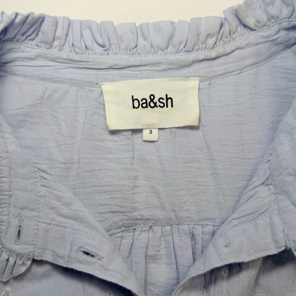 ba&sh Jaky Embroidered Blouse Blue and White | Boho Romantic French Style Size 3 - Picture 6 of 14